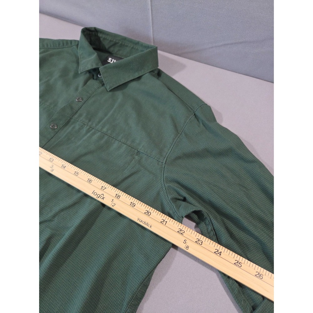 5.11 Tactical Shirt Mens Medium Green Checkered Soft Cotton Utility Casual - Picture 4 of 7